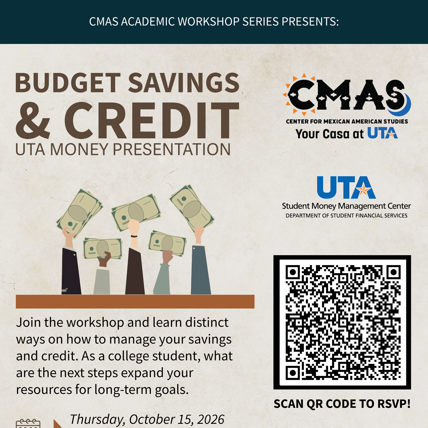 Flyer promoting the Budget Savings & Credit workshop